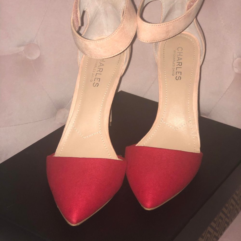 Charles by Charles David Pointer Micro Suede Heels Size 8--Pink & Nude - Picture 2 of 6